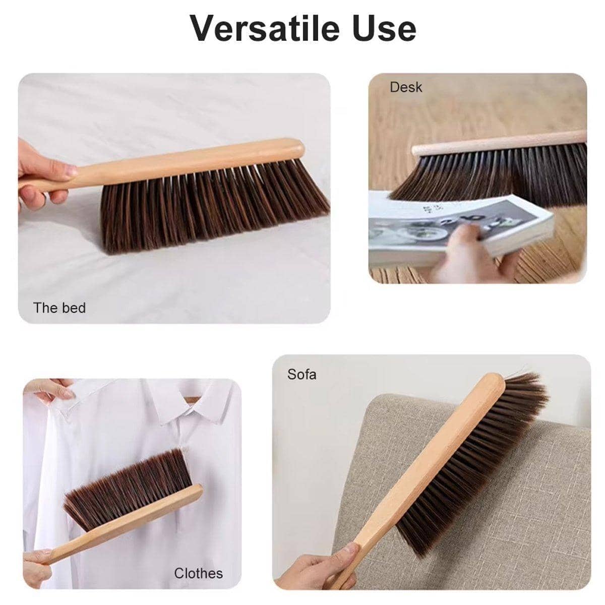 Wooden Bed Brush with Long Handle and Soft Bristles for Dusting - view 5