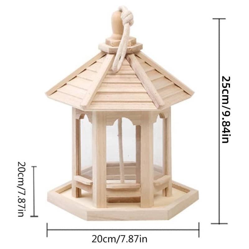 Wooden Bird Feeder Pavilion Style Birdhouse, Weatherproof for Garden and Outdoor Use - view 3