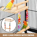 Wooden Bird Perch Platform Swing Toy - Bead Swing with Bells - view 2