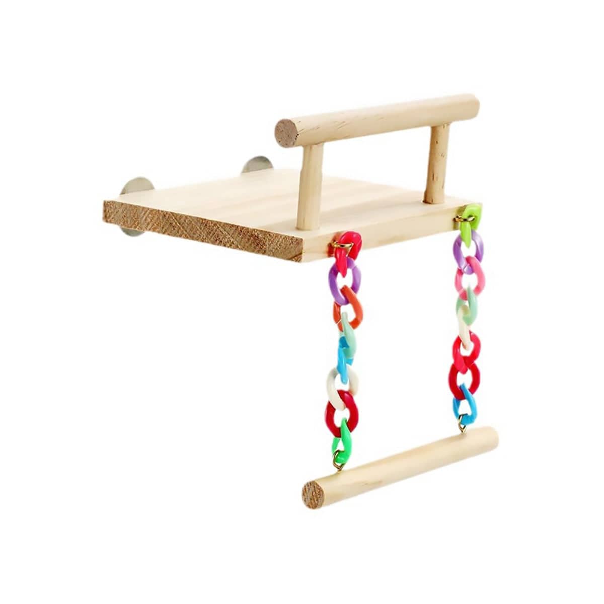 Wooden Bird Perch Platform Swing Toy - Chain Swing