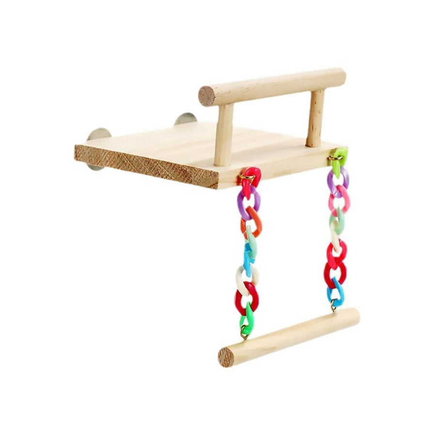 Wooden Bird Perch Platform Swing Toy - Chain Swing