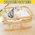 Wooden Cat Rocking Bed with Breathable Cushion, White