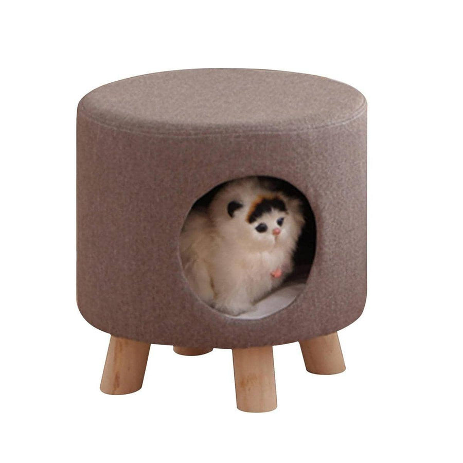 Wooden Cat Stool House - Taupe, 34 x 35 cm