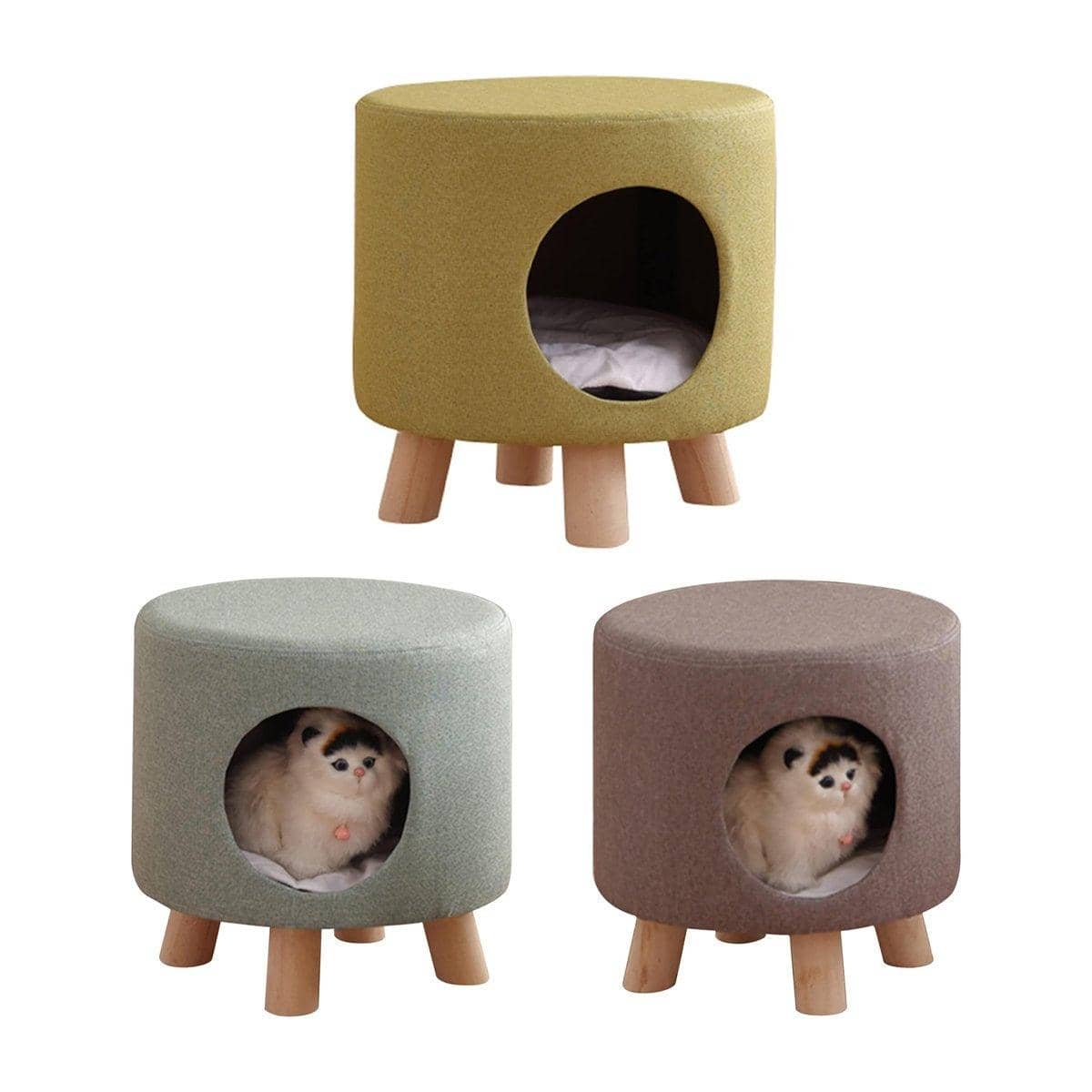 Wooden Cat Stool House - Taupe, 34 x 35 cm - view 3