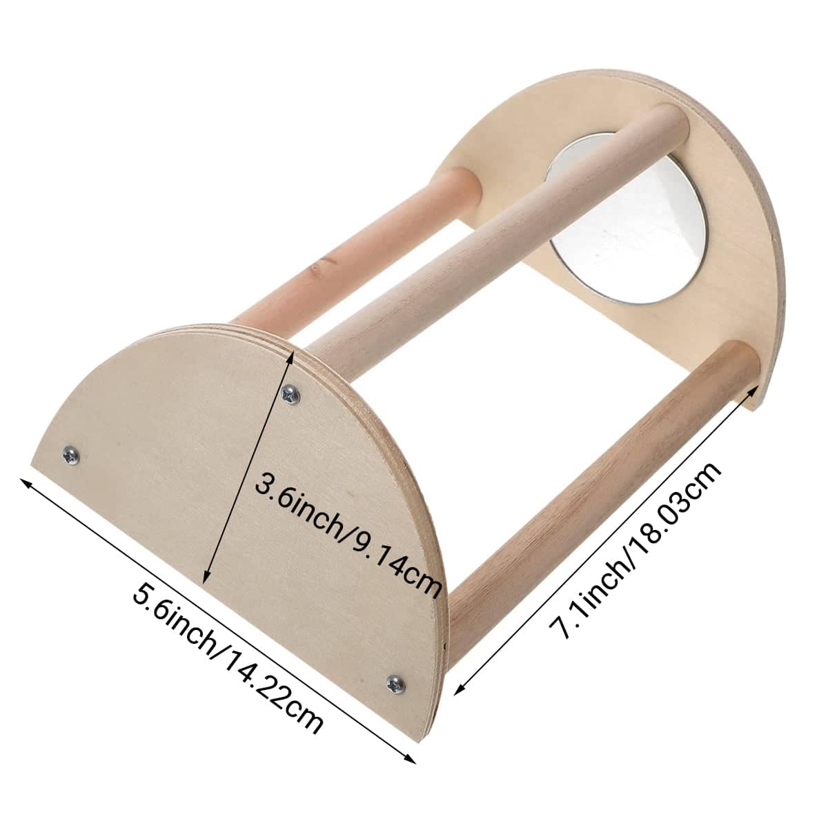 Wooden Chick Perch Stand with Mirror, Small Bird Play Rack - view 3