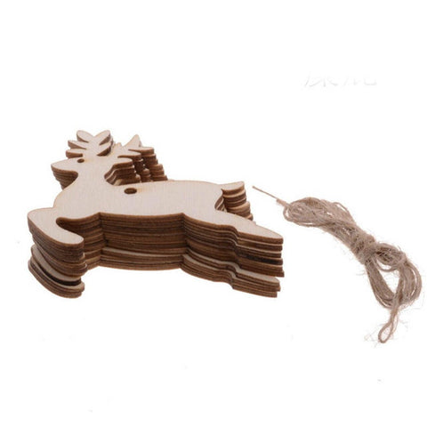 Wooden Christmas Hanging Ornaments for DIY Crafts, 10 Pack - Deer01