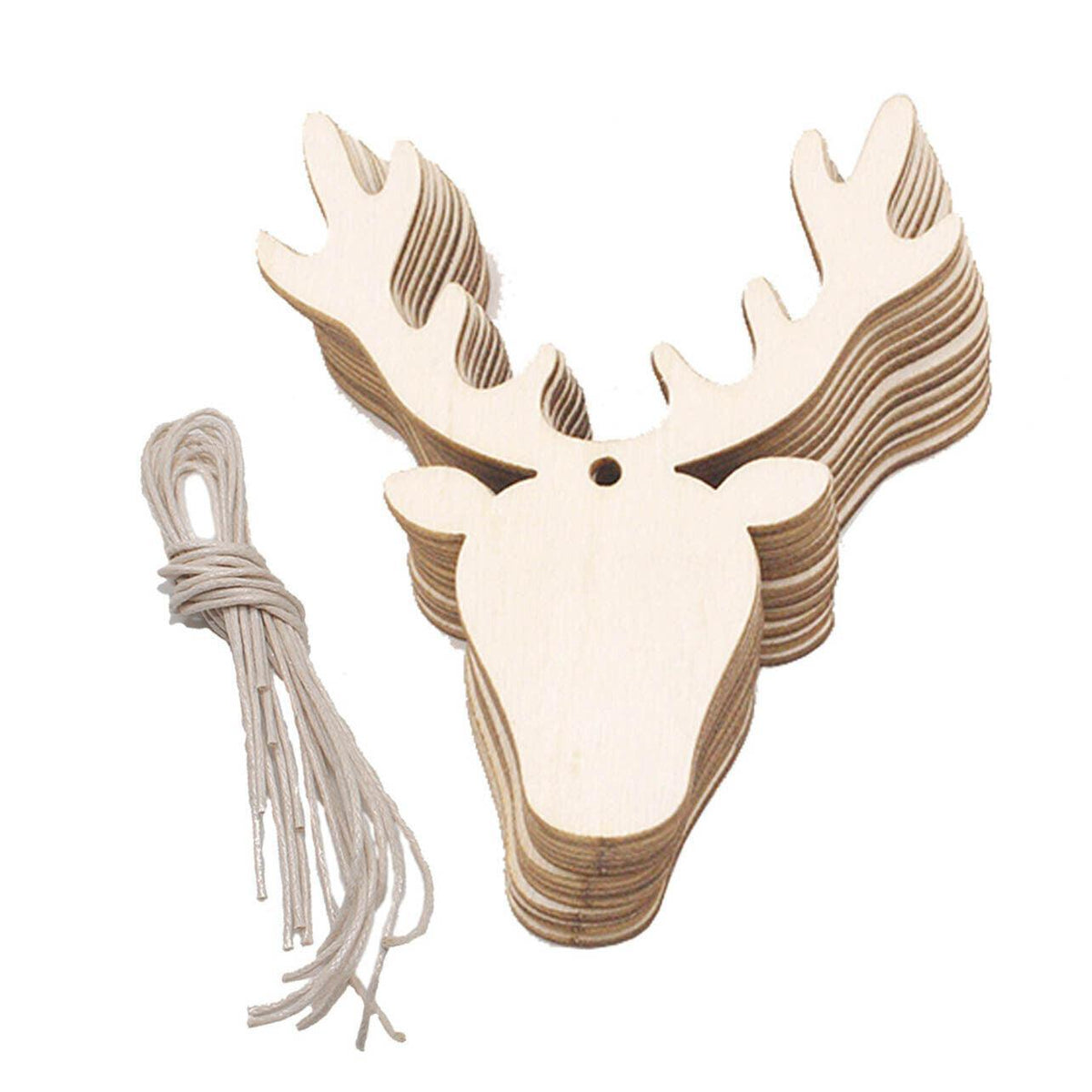 Wooden Christmas Hanging Ornaments for DIY Crafts, 10 Pack - Deer02
