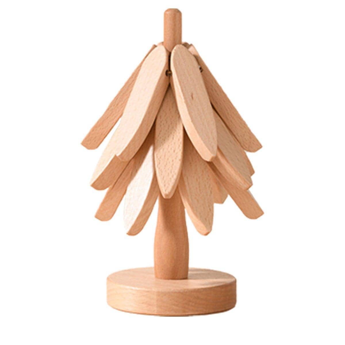 Wooden Christmas Tree Trivet for Hot Dishes - Beige, Pack of 3