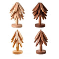 Wooden Christmas Tree Trivet for Hot Dishes - Beige, Pack of 3 - view 3