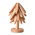 Wooden Christmas Tree Trivet for Hot Dishes - Beige, Pack of 4
