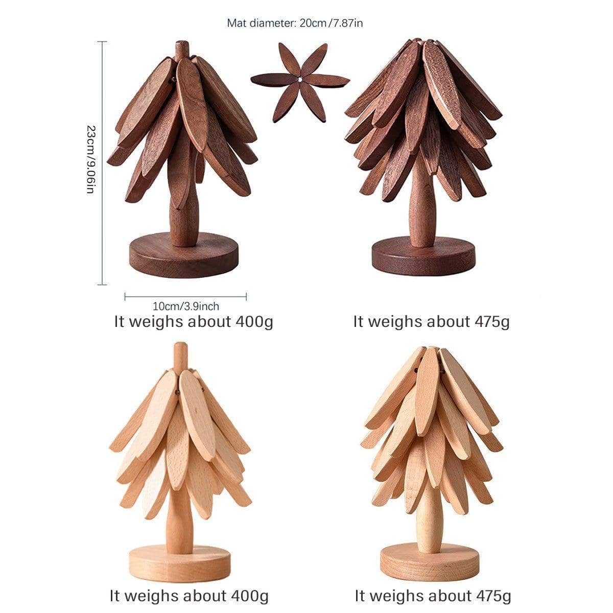 Wooden Christmas Tree Trivet for Hot Dishes - Brown, Pack of 3 - view 4