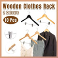Wooden Clothes Hangers with Non-Slip Clips - Natural Wood, Pack of 10 - view 2