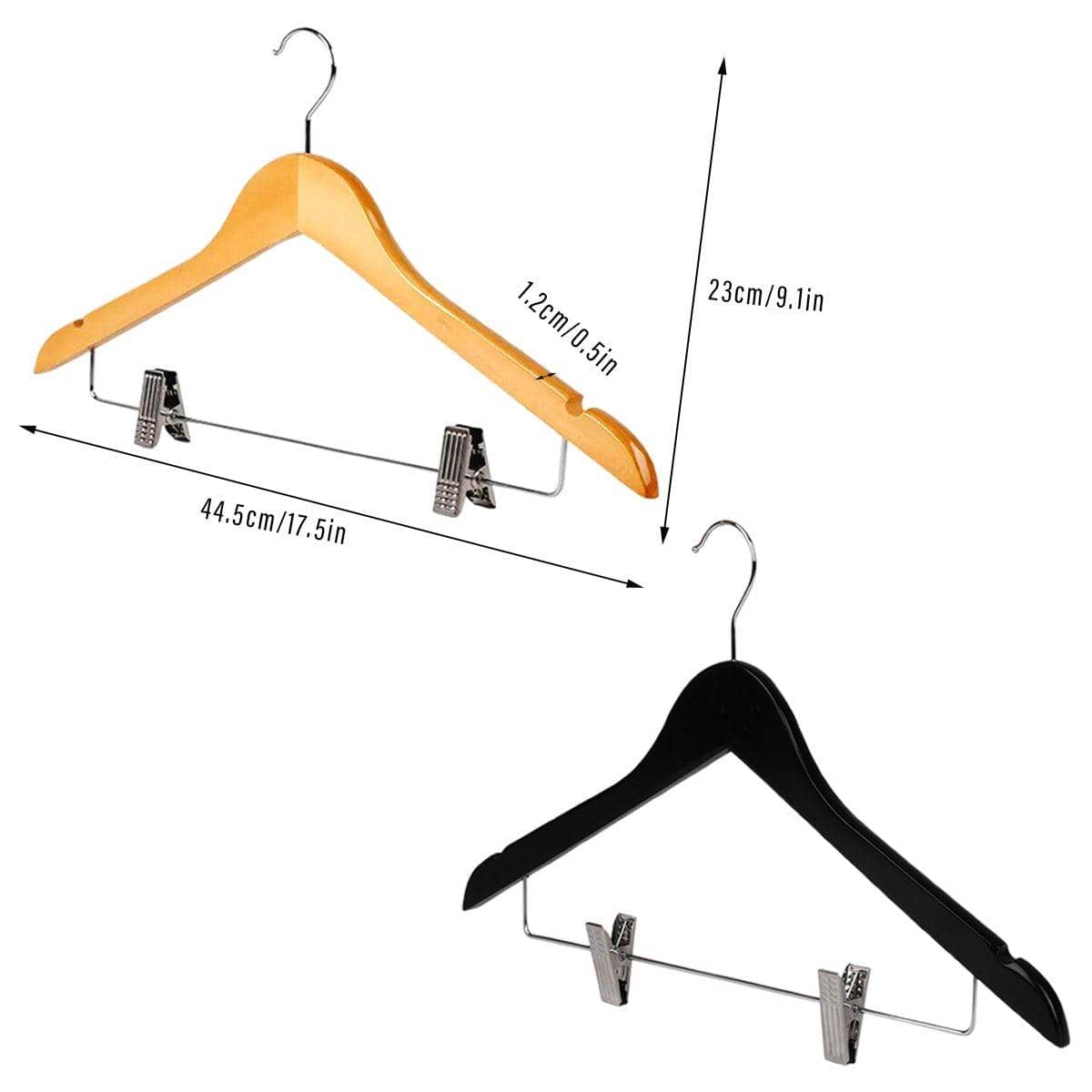 Wooden Clothes Hangers with Non-Slip Clips - Natural Wood, Pack of 10 - view 4