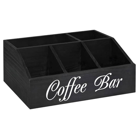 Wooden Coffee Capsule Storage Box with Compartments - Black