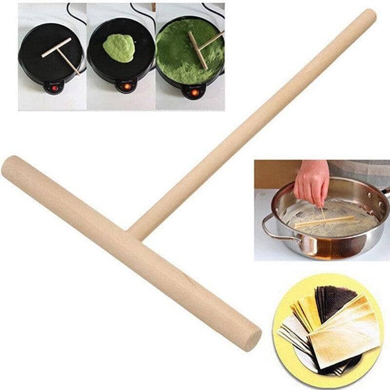 Wooden Crepe Pancake Batter Spreader Stick, T Shape Kitchen Tool - Single - view 5