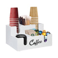 Wooden Desktop Coffee Storage Box Multi-Compartment for Pods, Sugar and Creamer - White