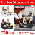 Wooden Desktop Coffee Storage Box Multi-Compartment for Pods, Sugar and Creamer - White - view 2