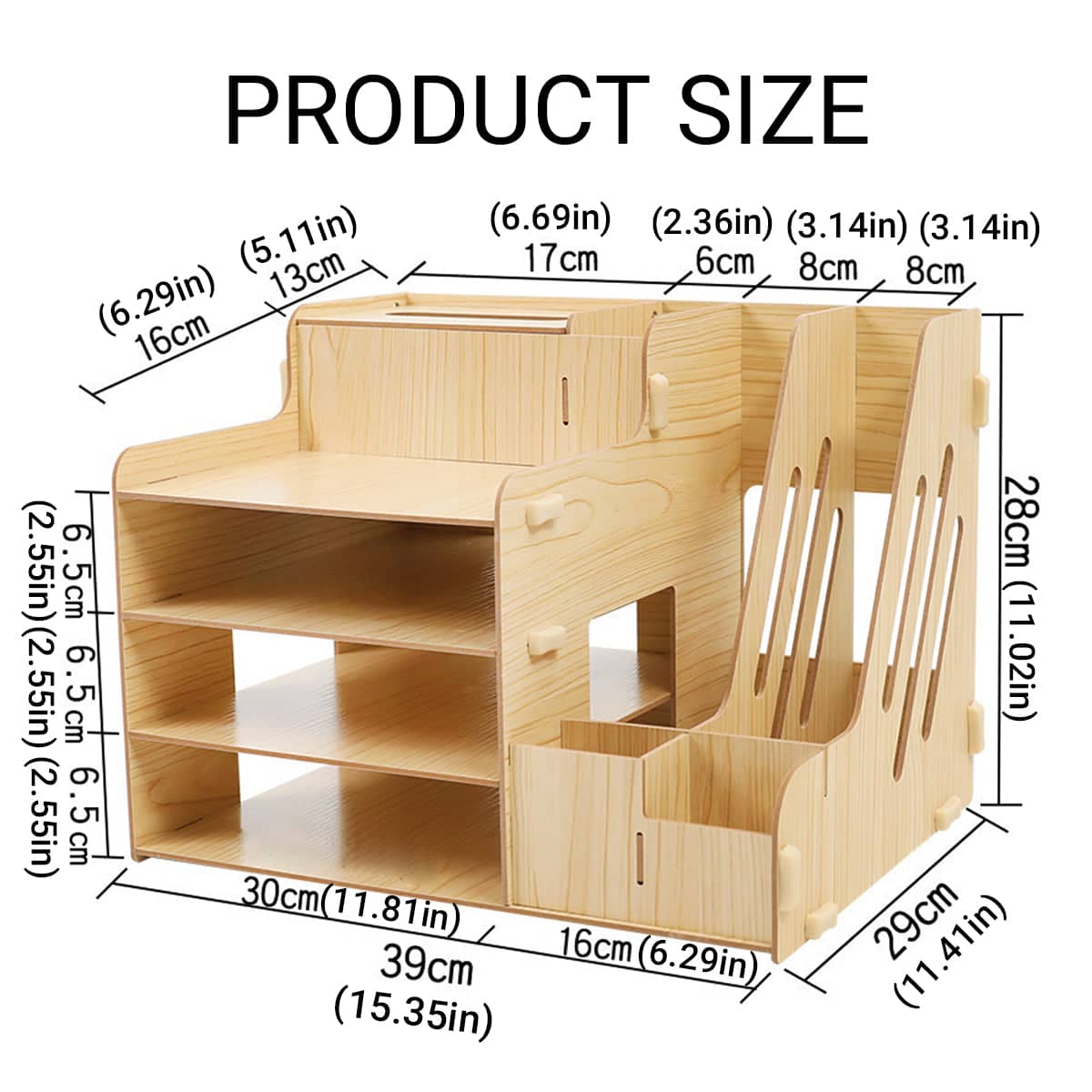 Wooden Desktop File Organiser for Office and Home, Document Storage Rack - view 3