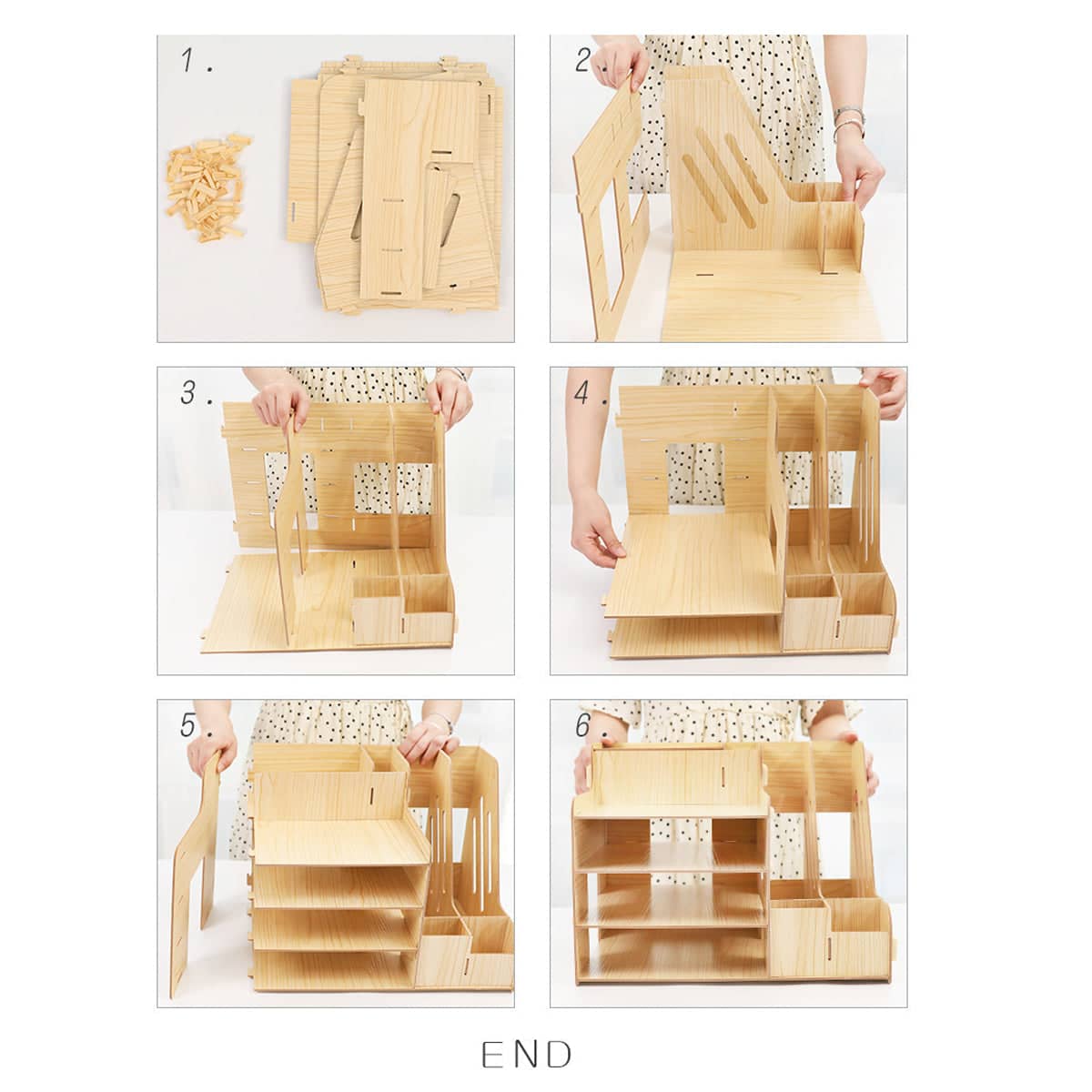Wooden Desktop File Organiser for Office and Home, Document Storage Rack - view 4