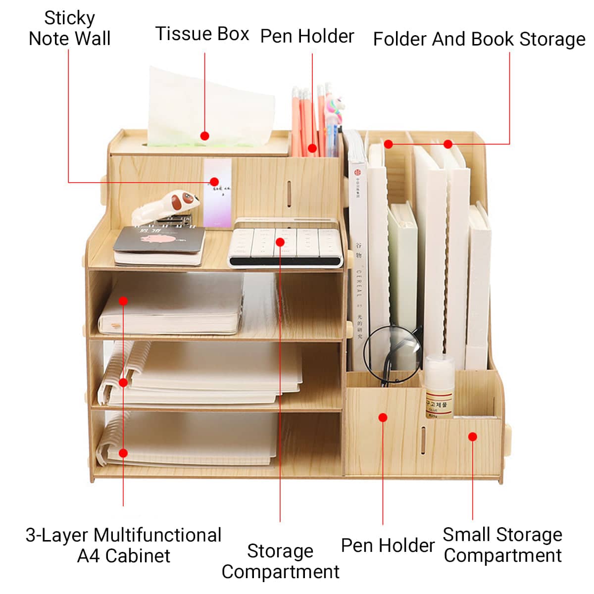 Wooden Desktop File Organiser for Office and Home, Document Storage Rack - view 5