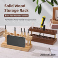 Wooden Desktop Organiser Knife Rack and Phone Stand - Natural Wood - view 2