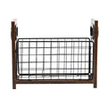 Wooden Desktop Storage Basket with Wire Grid - Rustic 29 x 12 x 23 cm - view 2