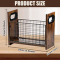 Wooden Desktop Storage Basket with Wire Grid - Rustic 29 x 12 x 23 cm - view 3