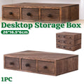 Wooden Desktop Storage Box with Three Drawers, Riser Organiser for Office Supplies