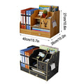 Wooden Desktop Storage Rack with File Slots and Drawer - Wood Grain - view 4
