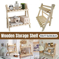 Wooden Double-Layer Desktop Storage Rack - 33 x 17.5 x 34.8 cm