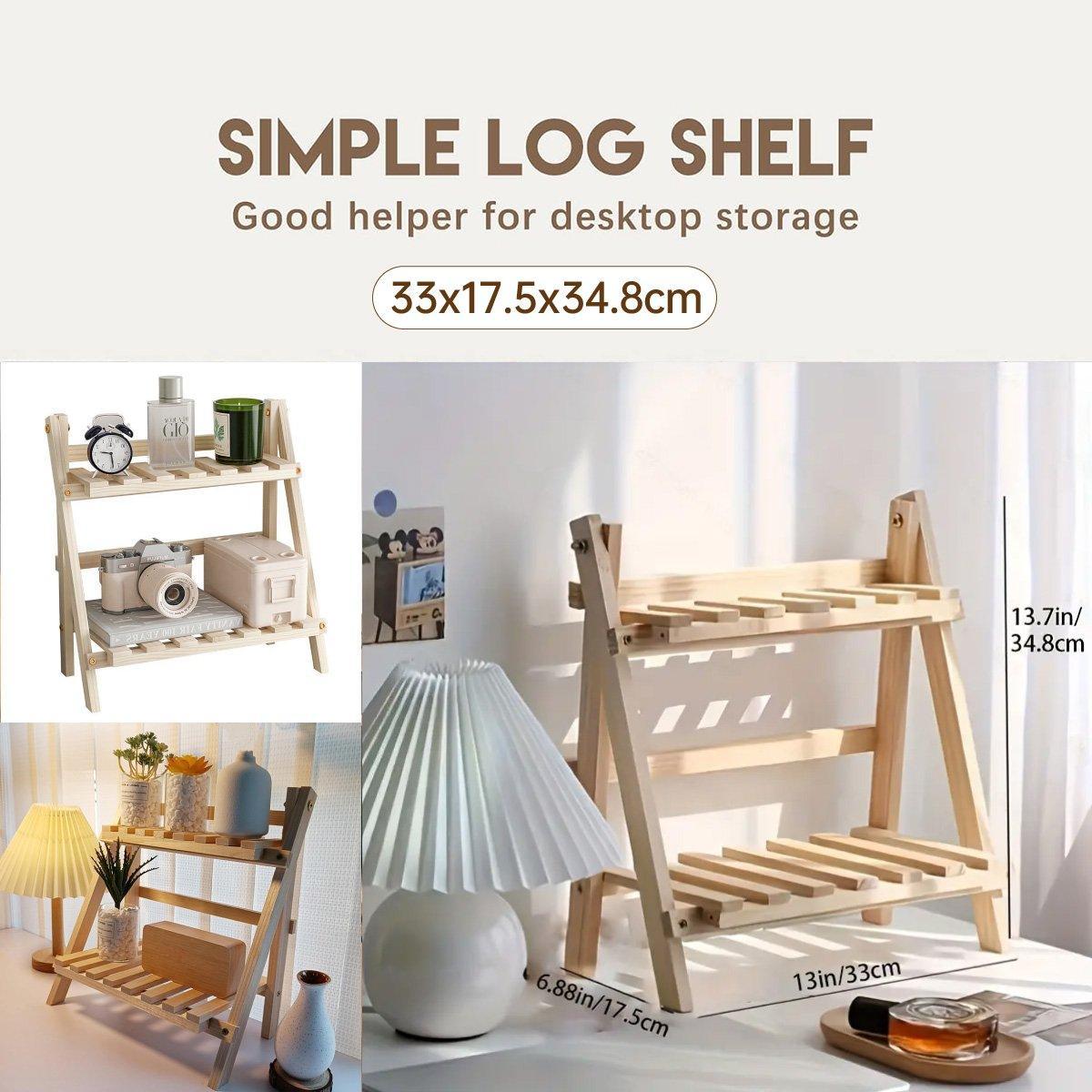 Wooden Double-Layer Desktop Storage Rack - 33 x 17.5 x 34.8 cm - view 4
