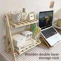 Wooden Double-Layer Desktop Storage Rack - 33 x 17.5 x 34.8 cm - view 5