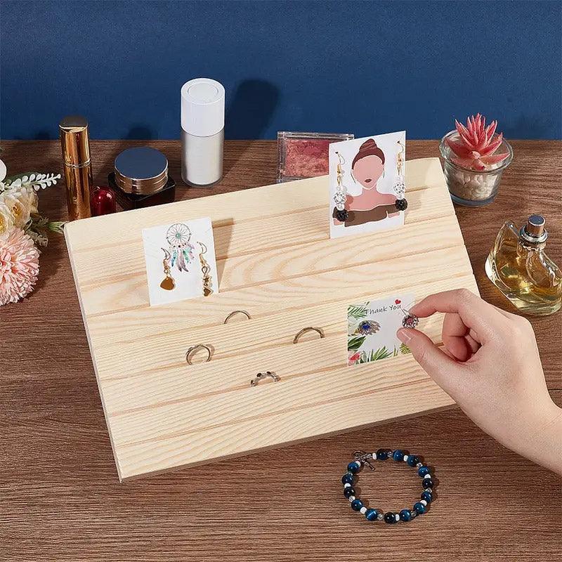 Wooden Earrings and Studs Display Rack Jewellery Stand, 3-Piece Set - Brown - view 7