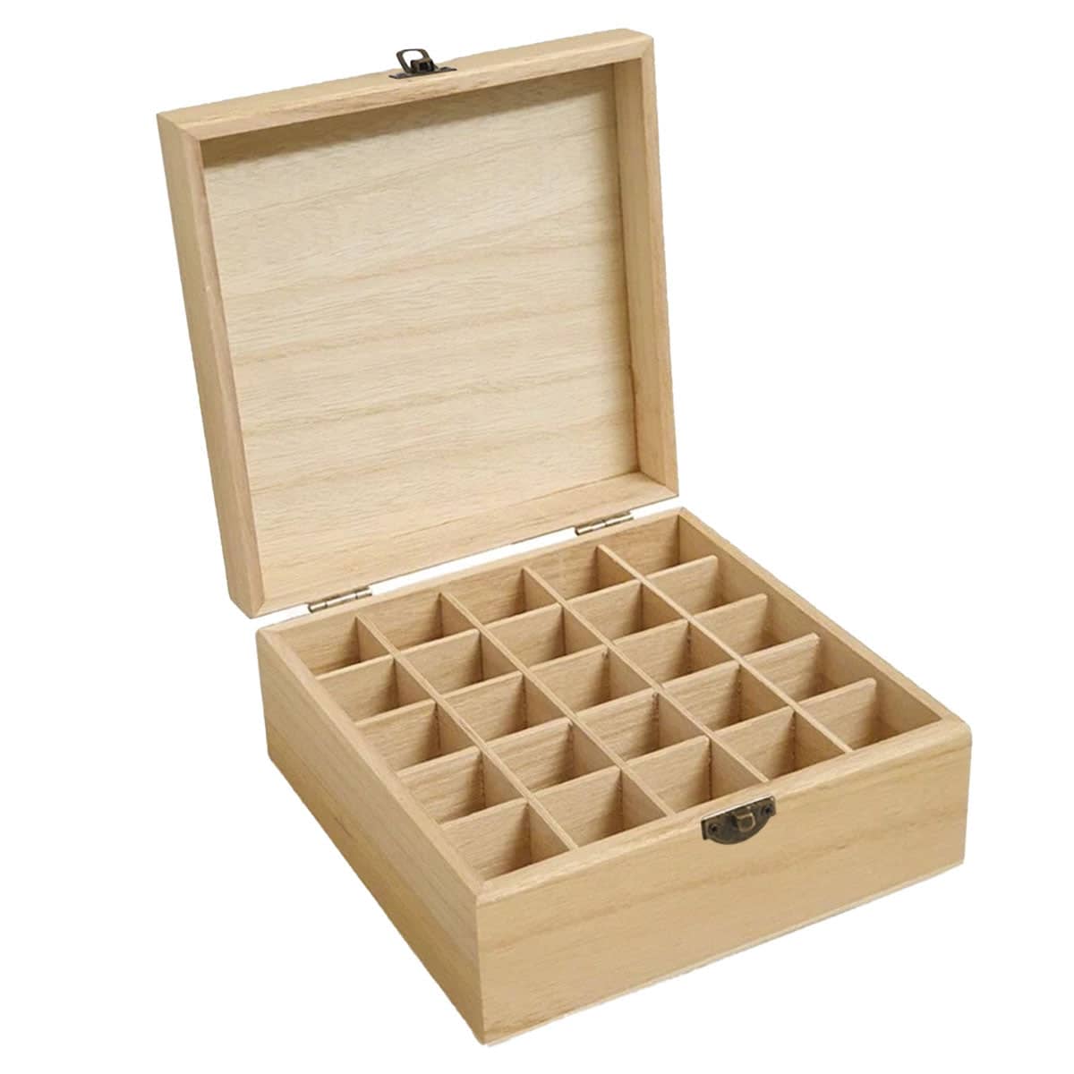 Wooden Essential Oil Storage Box with 25 Compartments and Metal Latch - view 2