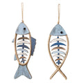 Wooden Fish Wall Hanging Decor, Nautical Style - Head and Tail Fish Bones - view 3