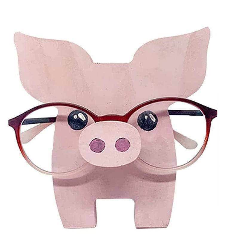 Wooden Glasses Display Stand Rack Holder - Pig Design