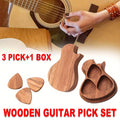 Wooden Guitar Pick Holder Plectrum Case, Compact Guitar-Shaped Storage Box