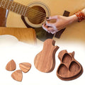 Wooden Guitar Pick Holder Plectrum Case, Compact Guitar-Shaped Storage Box - view 4