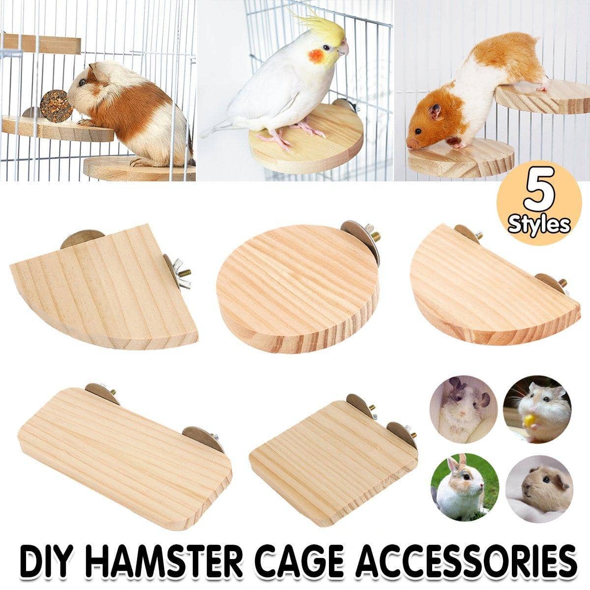 Wooden Hamster Cage Accessory Platform - 10 x 10 x 1.2 cm - view 2