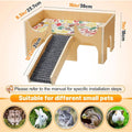 Wooden Hamster House with Stairs and Removable Mat, Small Pet Hut - view 3