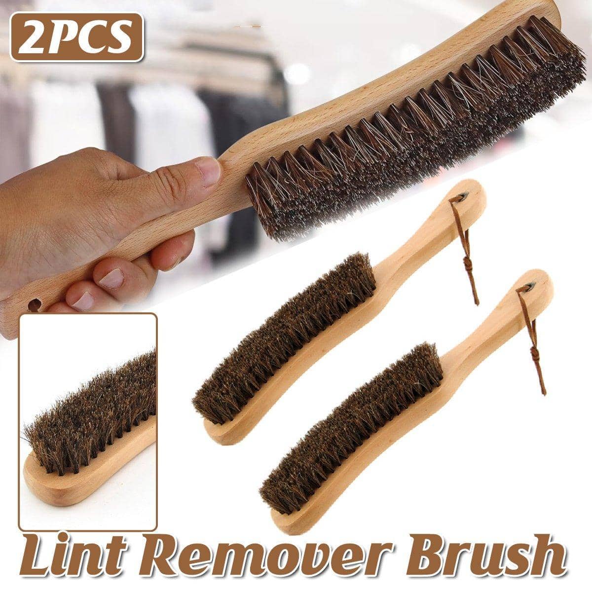 Wooden Handle Horsehair Clothes and Dust Brush, Pack of 2 - 27.5 x 4 cm