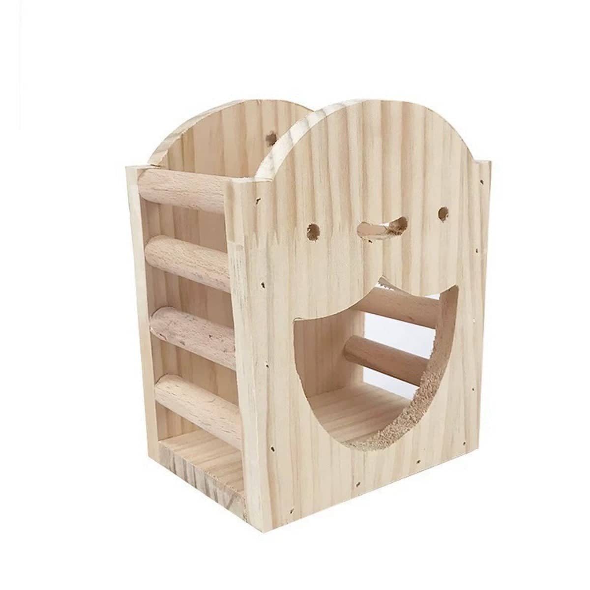 Wooden Hay Feeder with Food Bowl for Rabbits, Guinea Pigs and Small Pets - view 2
