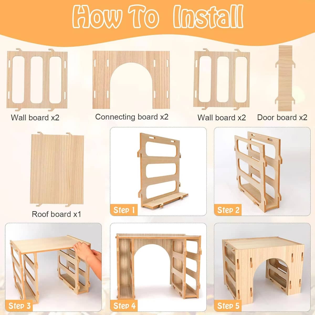 Wooden Hay Feeder Three in One with Hideout and Tunnel for Rabbits and Guinea Pigs - view 4