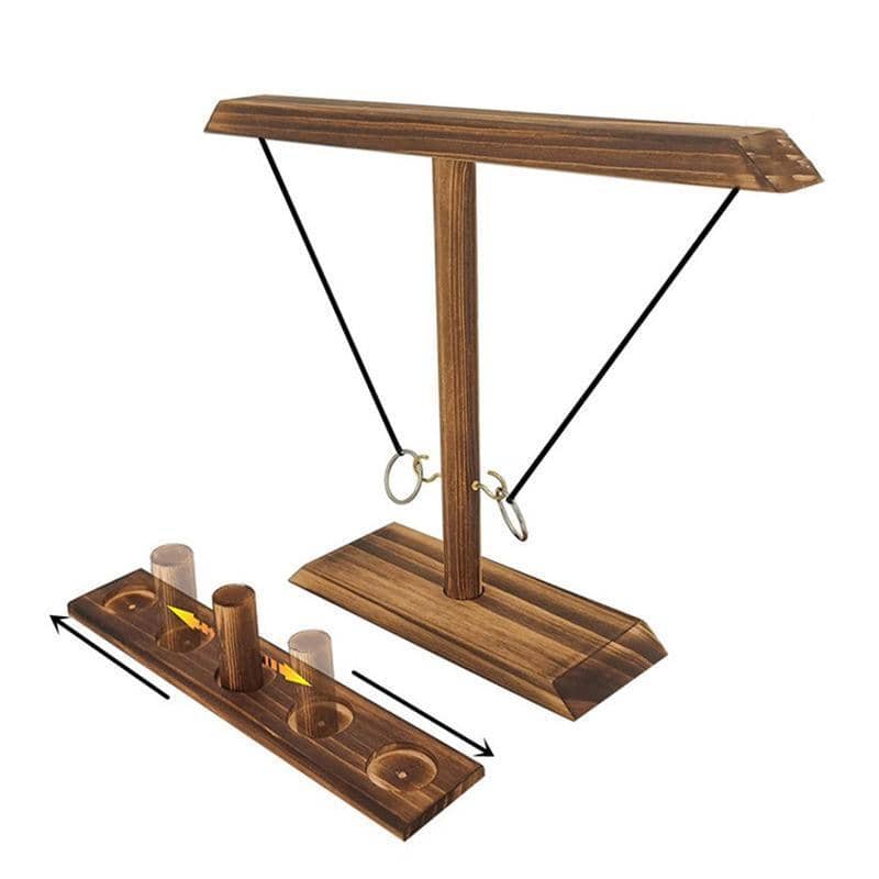 Wooden Hook and Ring Toss Game for 2 People, Party and Bar Drinking Toy - view 2