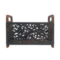 Wooden Magazine Rack Standing Book Storage Shelf for Home Office - Leaf Cutout
