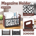 Wooden Magazine Rack Standing Book Storage Shelf for Home Office - Leaf Cutout - view 2