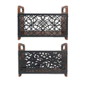 Wooden Magazine Rack Standing Book Storage Shelf for Home Office - Leaf Cutout - view 3
