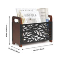 Wooden Magazine Rack Standing Book Storage Shelf for Home Office - Leaf Cutout - view 4