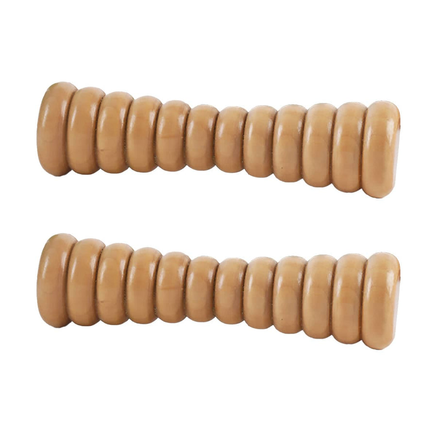 Wooden Massage Rollers with Ribbed Barrels, Set of 2 - 18.5 x 4 x 4 cm