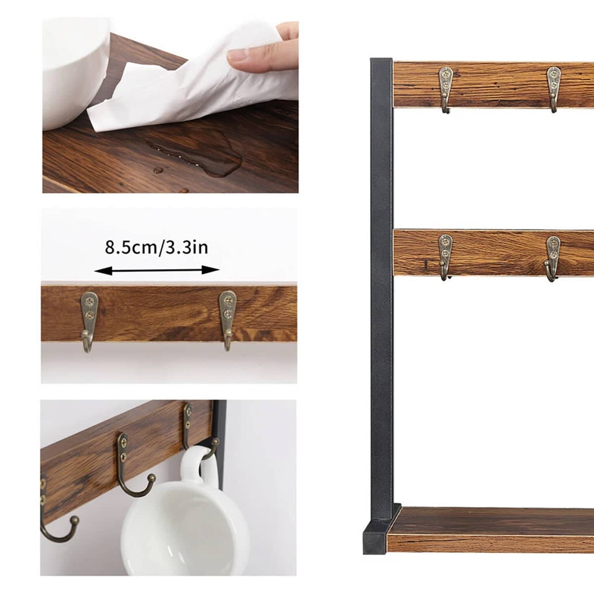 Wooden Mug Rack Double Layer Rotating Coffee Cup Display Stand - view 5
